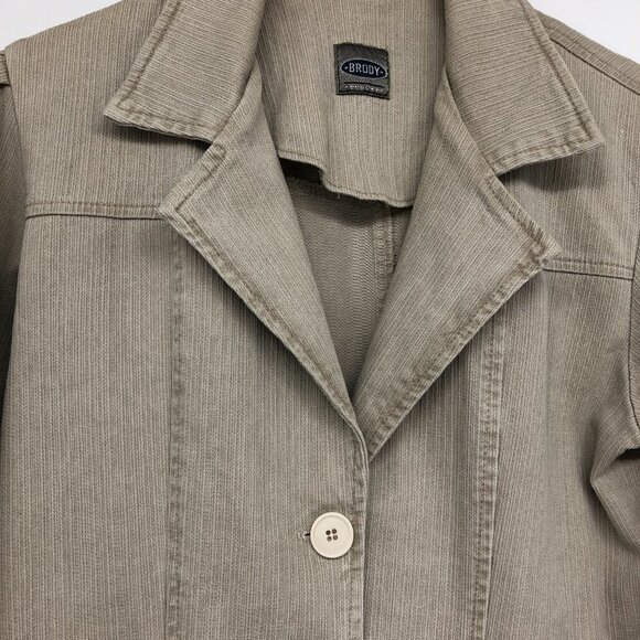 Brody Vintage tan Beige / Grey Button Up collared jacket size L - Picture 10 of 13
